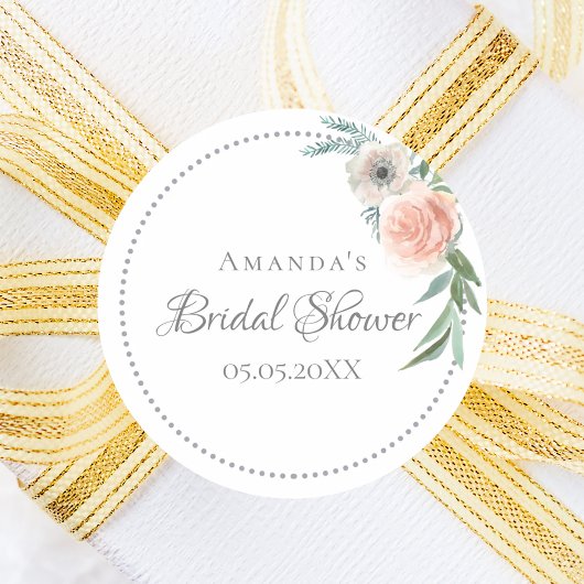 Sticker Rond Couronne de shower de mariage fleurs roses