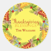 Sticker Rond Couronne de Thanksgiving jaune (Devant)