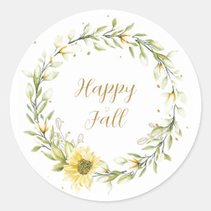 Sticker Rond Couronne de tournesol avec jeté de texte personnal