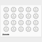 Sticker Rond Couronne de vacances Russe Noir Monogramme initial (Feuille)
