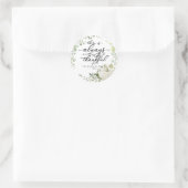 Sticker Rond Couronne de verdure calligraphiée chic pour Thanks (Sac)