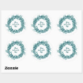 Sticker Rond Couronne de verdure d'eucalyptus aquarelle (Feuille)