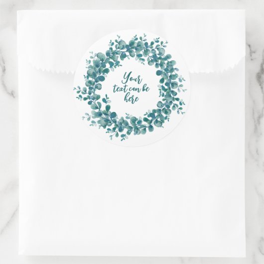 Sticker Rond Couronne de verdure d'eucalyptus aquarelle (Sac)
