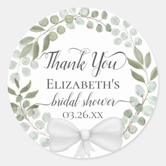 Sticker Rond Couronne de verdure d'eucalyptus Fête de mariage R (Devant)