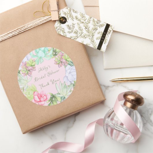Sticker Rond Couronne de verdure succulente pour la Baby Shower (Cadeaux)