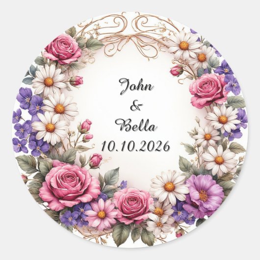 Sticker Rond Couronne décorative florale (Devant)