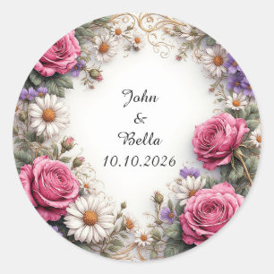 Sticker Rond Couronne décorative florale