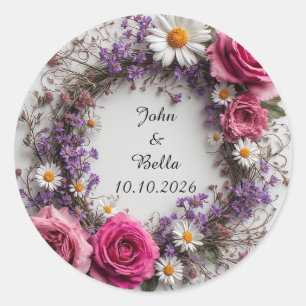 Sticker Rond Couronne décorative florale