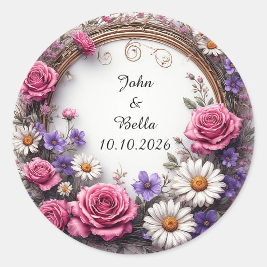 Sticker Rond Couronne décorative florale (Devant)