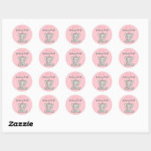 Sticker Rond Couronne d'éléphant de princesse rose pour anniver (Feuille)