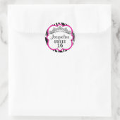 Sticker Rond Couronne diamant Zèbre rose (Sac)
