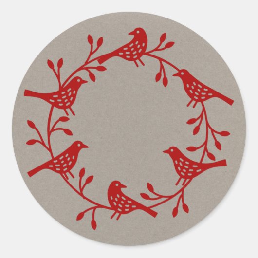 Sticker Rond Couronne d'oiseaux Style scandinave moderne (Devant)