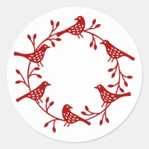 Sticker Rond Couronne d'oiseaux Style scandinave moderne