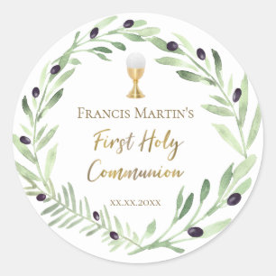 Sticker Rond couronne d'olivier Première communion sainte