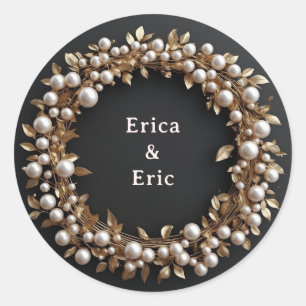 Sticker Rond Couronne d'or Merci Citation Sur Fond de Perle ✨