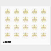 Sticker Rond Couronne d'or + votre texte (Feuille)