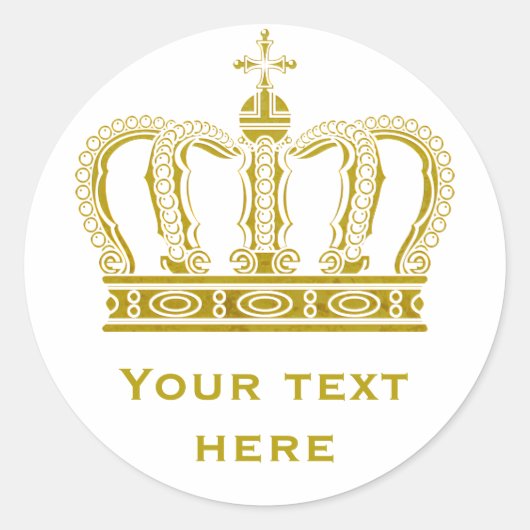 Sticker Rond Couronne d'or + votre texte (Devant)