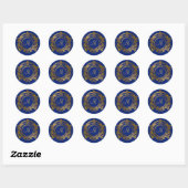 Sticker Rond Couronne dorée avec initiale de monogramme sur fon (Feuille)