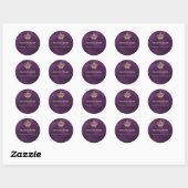 Sticker Rond Couronne dorée violette d'affaires (Feuille)