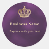 Sticker Rond Couronne dorée violette d'affaires (Devant)