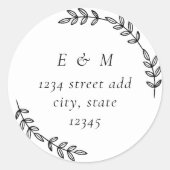 Sticker Rond Couronne élégante Monogramme Adresse de retour de  (Devant)