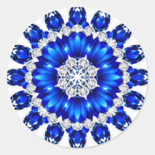 Sticker Rond Couronne élégante ornée de fleurs bleues