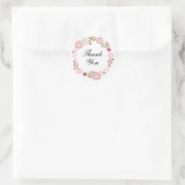 Sticker Rond Couronne Fleurie Rose Pâle Mignonne Merci (Sac)