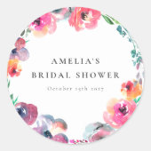 Sticker Rond Couronne florale aquarelle boho pour douche de mar (Devant)
