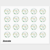 Sticker Rond Couronne florale aquarelle Merci (Feuille)