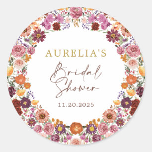 Sticker Rond Couronne florale automnale rustique pour la fête d
