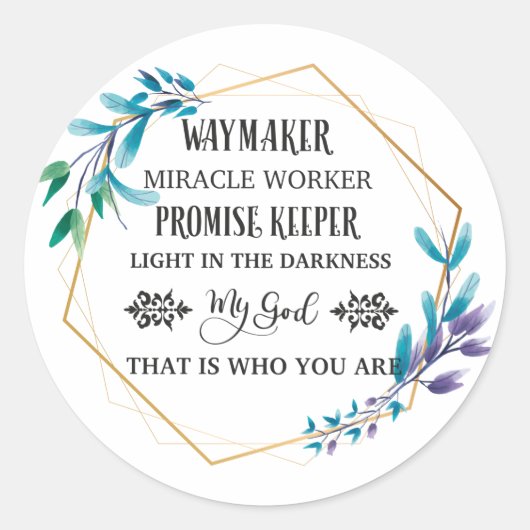 Sticker Rond Couronne florale bleue chrétienne (Devant)