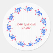 Sticker Rond couronne florale bleue et rouge (Devant)