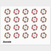 Sticker Rond Couronne florale Boho | BABY SHOWER (Feuille)
