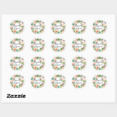 Sticker Rond Couronne florale boho de succulentes pour enterrem (Feuille)