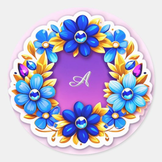 Sticker Rond Couronne florale colorée (Devant)