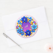Sticker Rond Couronne florale colorée (Enveloppe)
