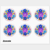 Sticker Rond Couronne florale colorée (Feuille)