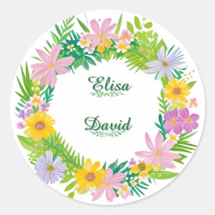 Sticker Rond Couronne florale colorée