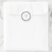 Sticker Rond Couronne florale couleurs pastel monogramme (Sac)