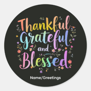 Sticker Rond Couronne florale de gratitude inspirante faite à l