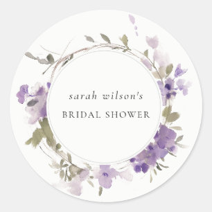Sticker Rond Couronne florale de lilas de prairie rustique pour