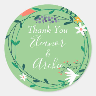 Sticker Rond Couronne florale de mariage remerciement Country