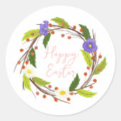 Sticker Rond Couronne florale de Pâques (Devant)