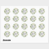 Sticker Rond Couronne florale d'hydrangea blanc pour brunch de  (Feuille)