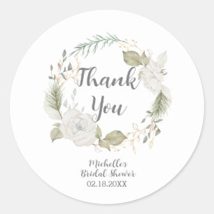 Sticker Rond Couronne florale élégante de mariage hivernal