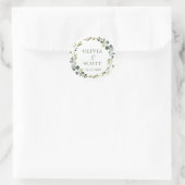 Sticker Rond Couronne florale eucalyptus moderne mariage boho (Sac)