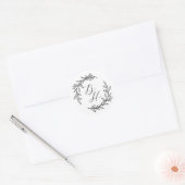 Sticker Rond Couronne florale initiale de monogramme de mariage (Enveloppe)