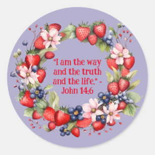 Sticker Rond Couronne florale Message d'inspiration religieuse