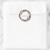 Sticker Rond Couronne florale moderne chic branches rustiques (Sac)