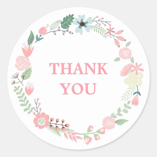 Sticker Rond Couronne florale monogramme (Devant)